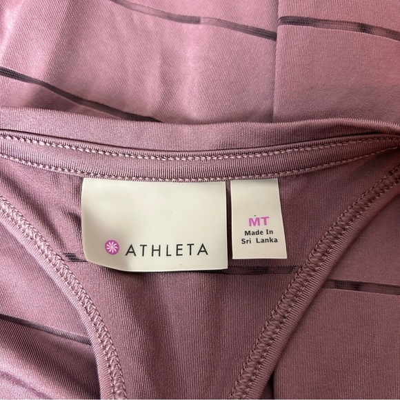 Athleta Tank Top Stripe Mesh High Neck Chi Racerback Sleeveless Sz Medium M Tall - Picture 5 of 5